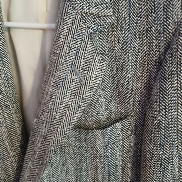 Men's John Alexander Herringbone  Tweed Blazer Grey GUC Made in USA - Picture 3 of 8